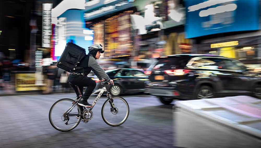 food delivery rider on bike