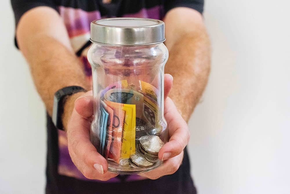 money and savings jar