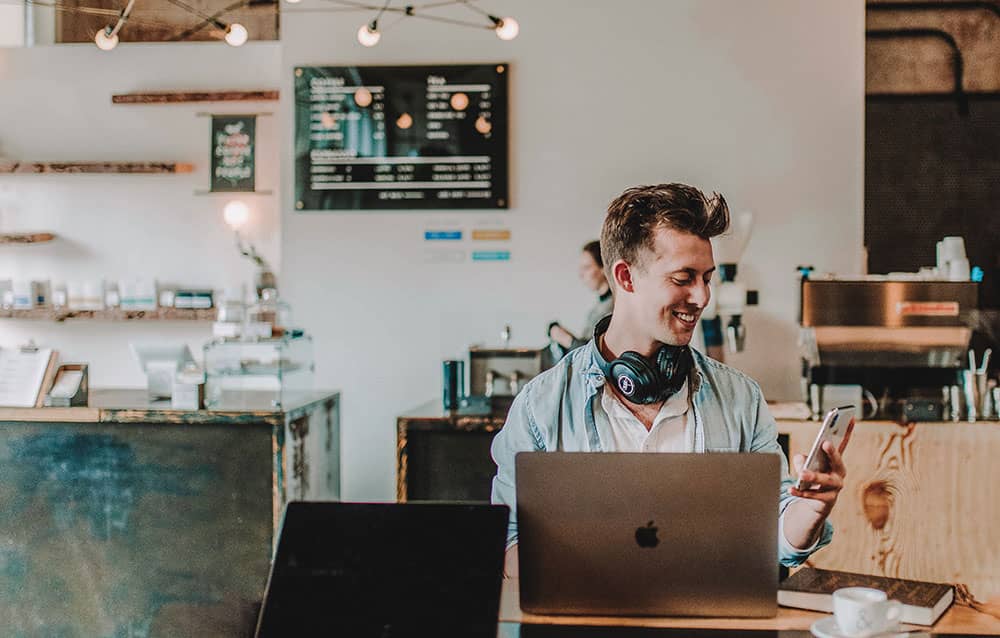 young office worker on laptop