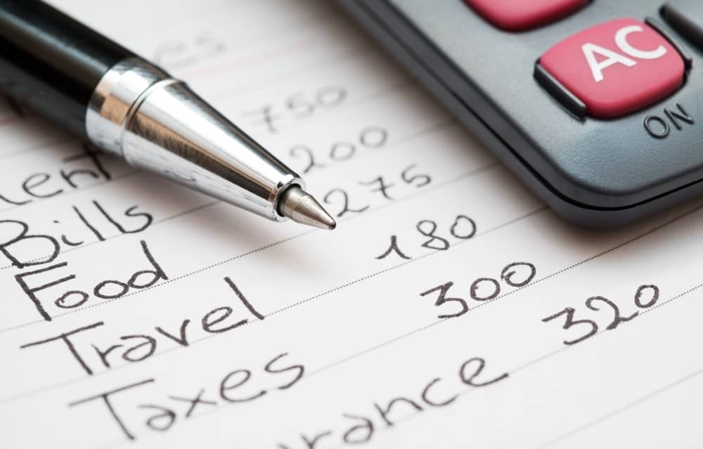 Household expenses list.