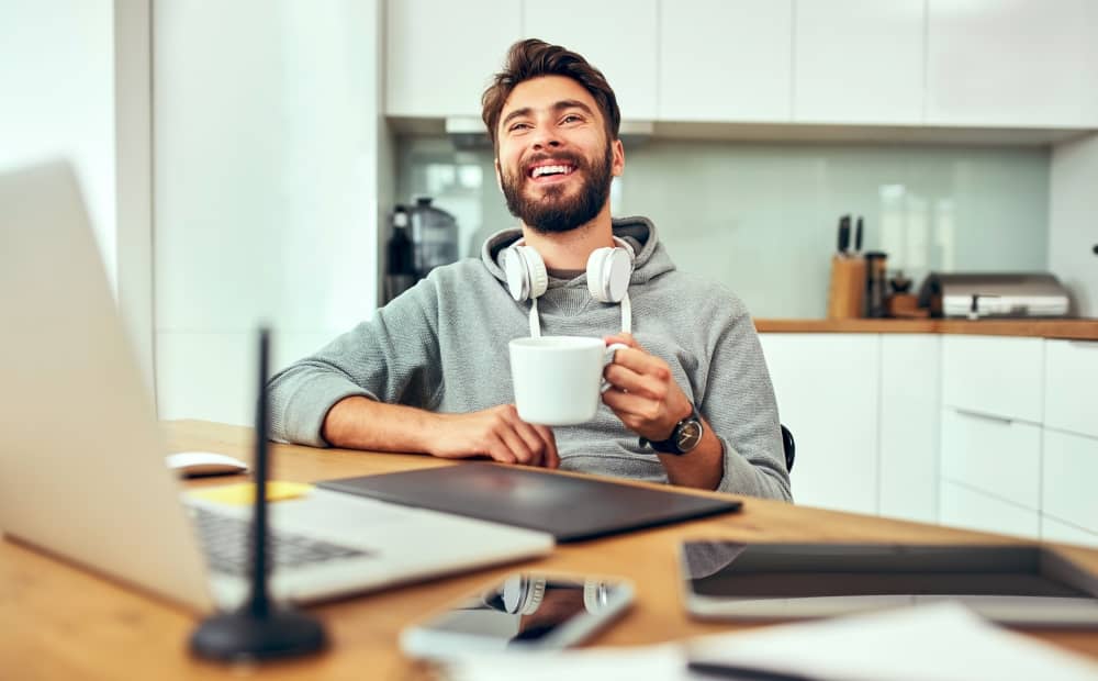 Work from home coffee break.